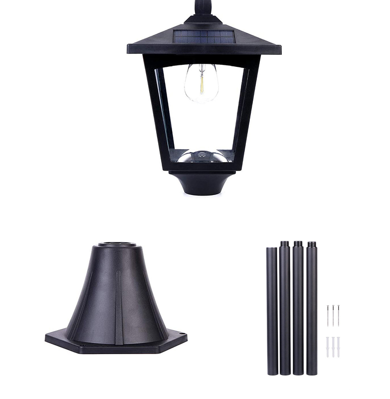 Outdoor Vintage Solar Powered Post Lights Waterproof IP65 For Garden Lawn Pathway Driveway