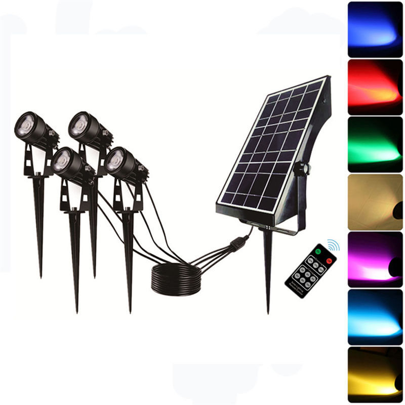 80lm/W 500mA RGB Solar Garden Lights Landscape Lampx4 20Hrs Discharge